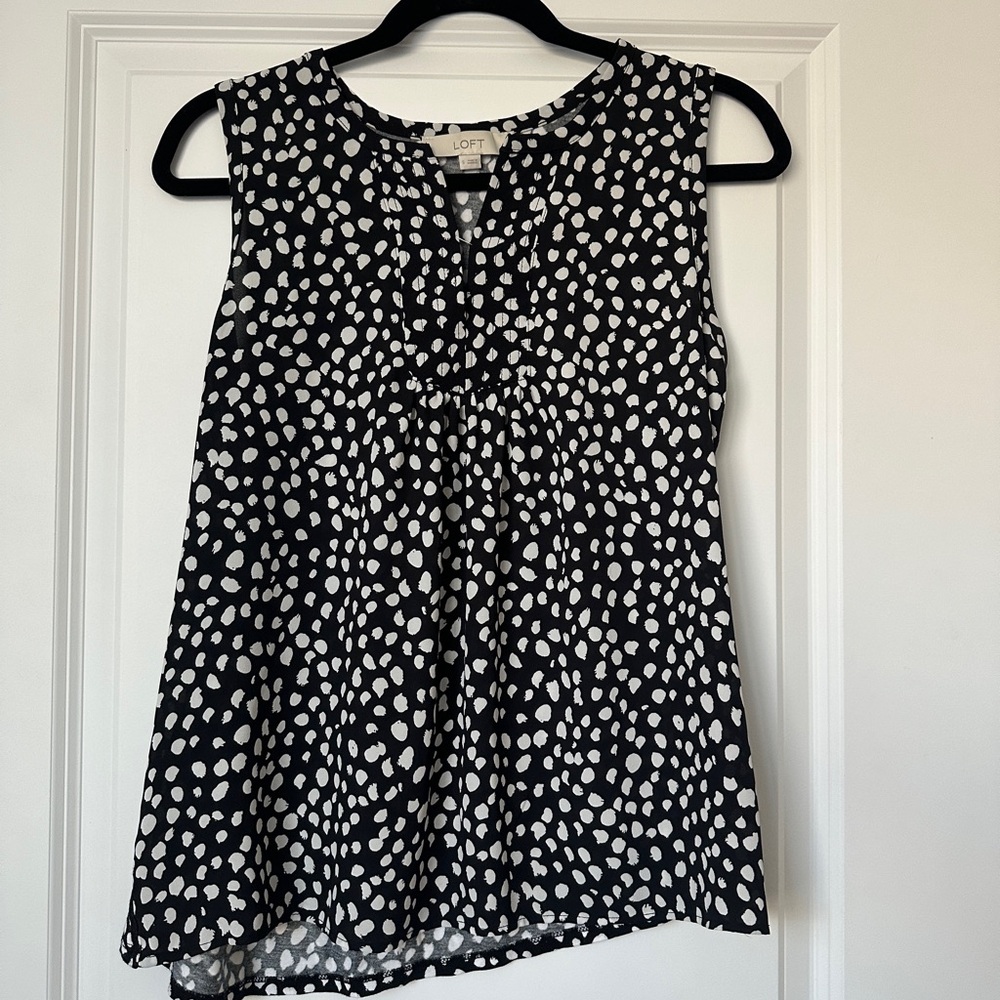 LOFT Black and White Blouse Elegant Top